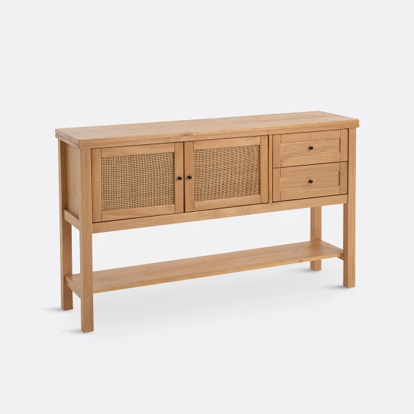 Sideboard Gabin Mit Ablage, Kiefer Massiv Und Rattangeflecht