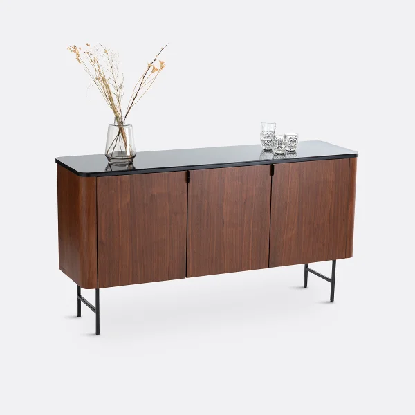Sideboard Helina Mit 3 Türen, Nussbaumfurnier