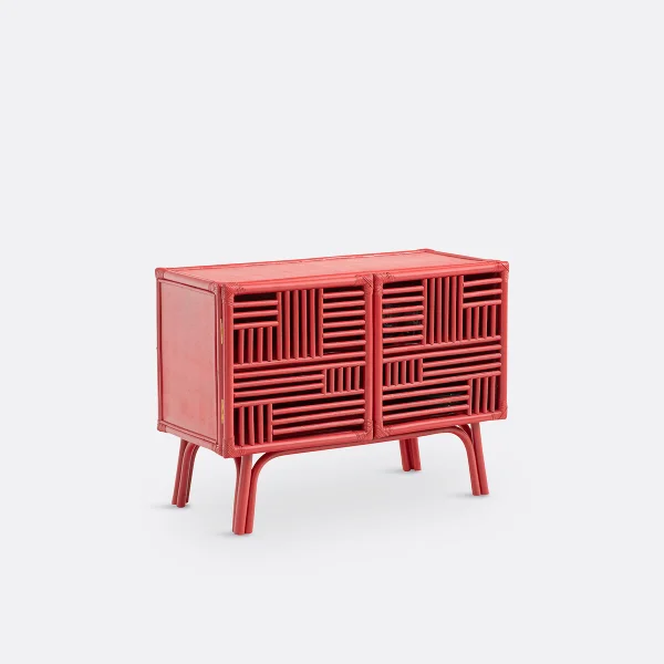 Sideboard Kaguya Mit 2 Türen, Rattan Rot