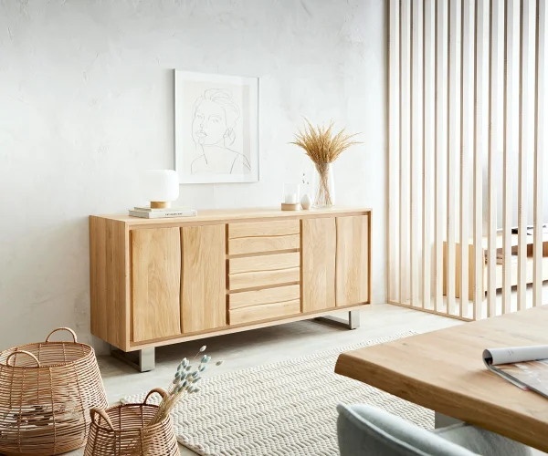 Sideboard Live-Edge 170 cm Eiche Natur 3 Schübe 4 Türen