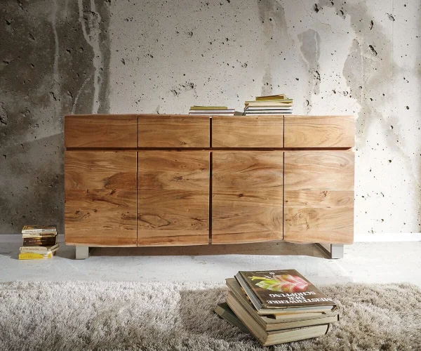 Sideboard Live-Edge 172 cm Akazie Natur 4 Türen 4 Schübe