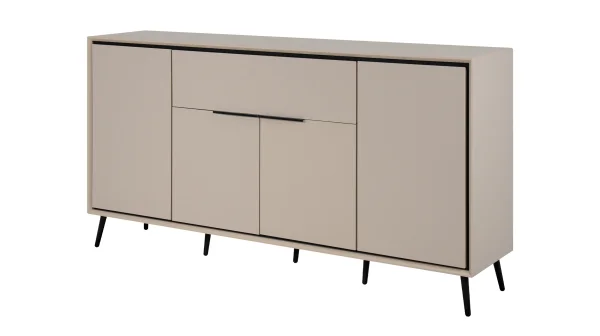 Sideboard mit 1 Schublade beige schwarz 175 cm - ARONA