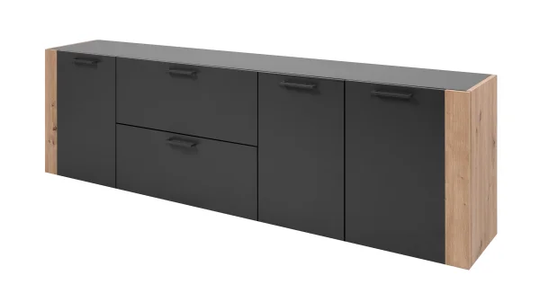 Sideboard mit 2 Schubladen anthrazit Artisan Eiche 198 cm - CENTO