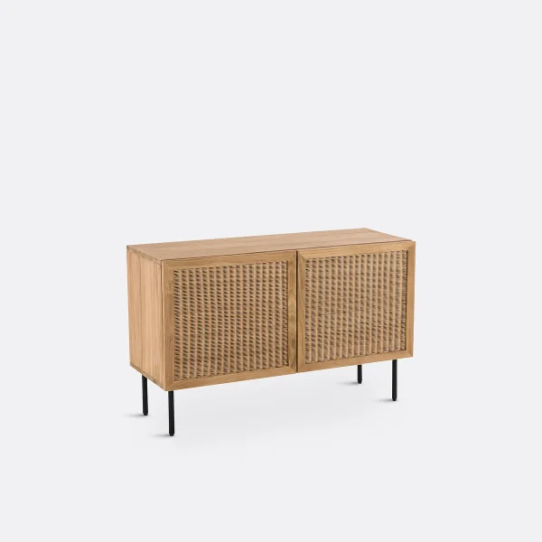Sideboard Tekora, Teak Massiv Und Rattangeflecht