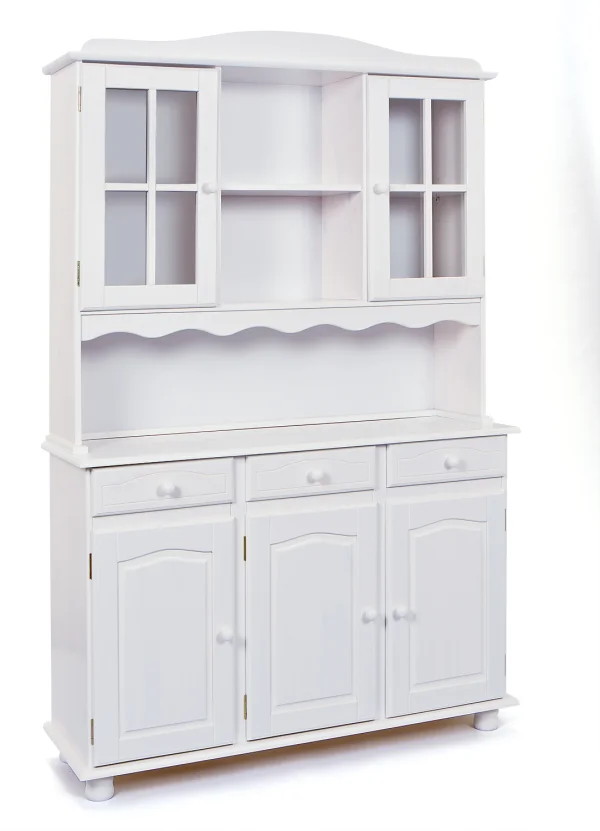 Siena Vitrinenschrank mit 3+2 Türen und 3 Schubladen Weiss.