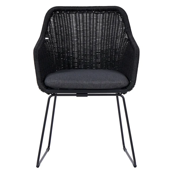 Sif Gartenstuhl Polyrattan mit Kissen schwarz, grau.