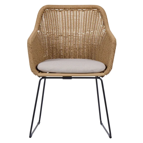 Sif Gartenstuhl Polyrattan mit Kissen schwarz, natur.