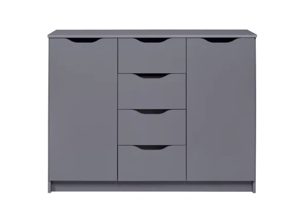 Silenzia Sideboard 2 Türen, 4 Schubladen grau.
