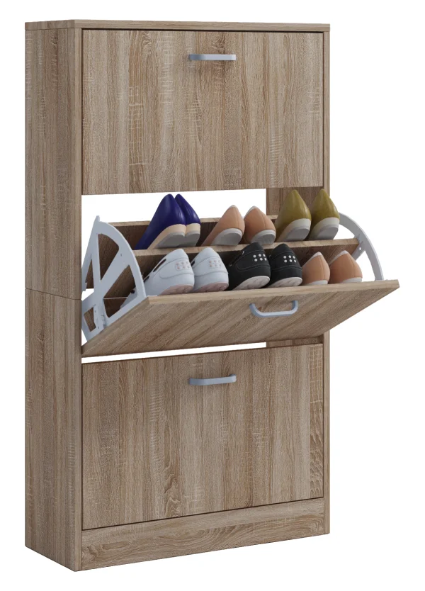 Sipos L Schuhschrank 3 Schubladen Sonoma-Eiche dekor.