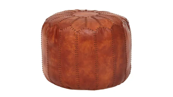 Sitz- & Fußhocker 52 x 52 cm braun Echtleder - VILT