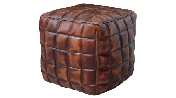 Sitz- & Fußhocker Echtleder braun - YLVA