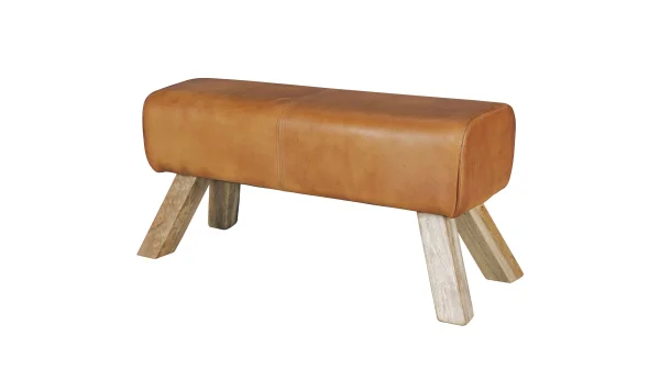 Sitzbank 90 cm echtes Leder Mango massiv lackiert - SORNAS