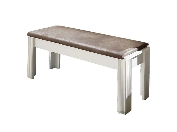 Sitzbank mit Kissen 126 cm Pinie weiß - braun - JASMIN