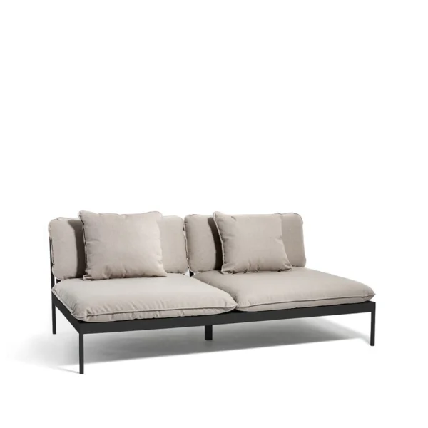 Skargaarden Bönan Modulsofa Sunbrella Ashe light grey, 2-Sitzer, dunkelgrauer Aluminiumrahmen