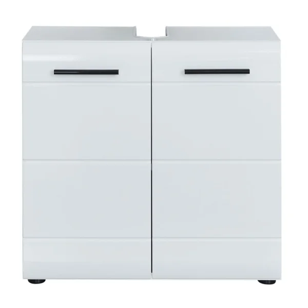 SkinGlossLine Waschbeckenunterschrank weiß Hochglanz, weiß.