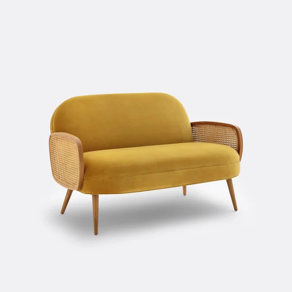 Sofa Buisseau, Samt Und Korbgeflecht