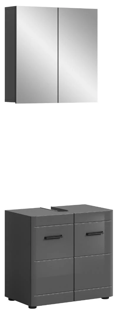 Soft Badmöbelset S2 Grau hochglanz, grau.