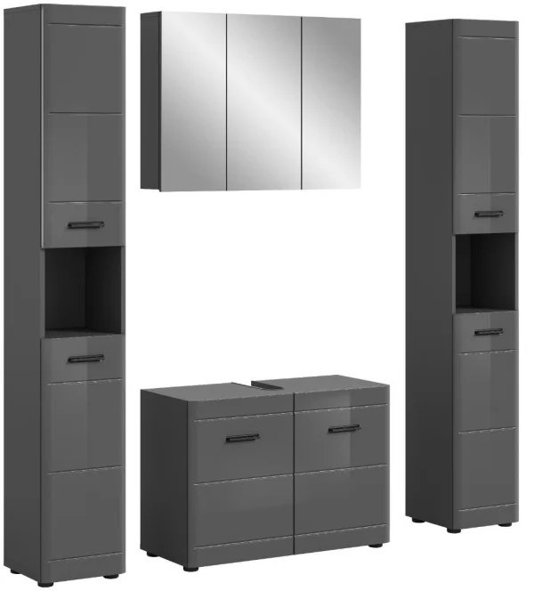 Soft Badmöbelset S3 Grau hochglanz, grau.