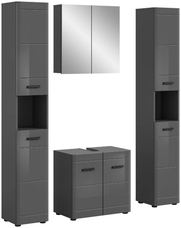 Soft Badmöbelset S4 Grau hochglanz, grau.