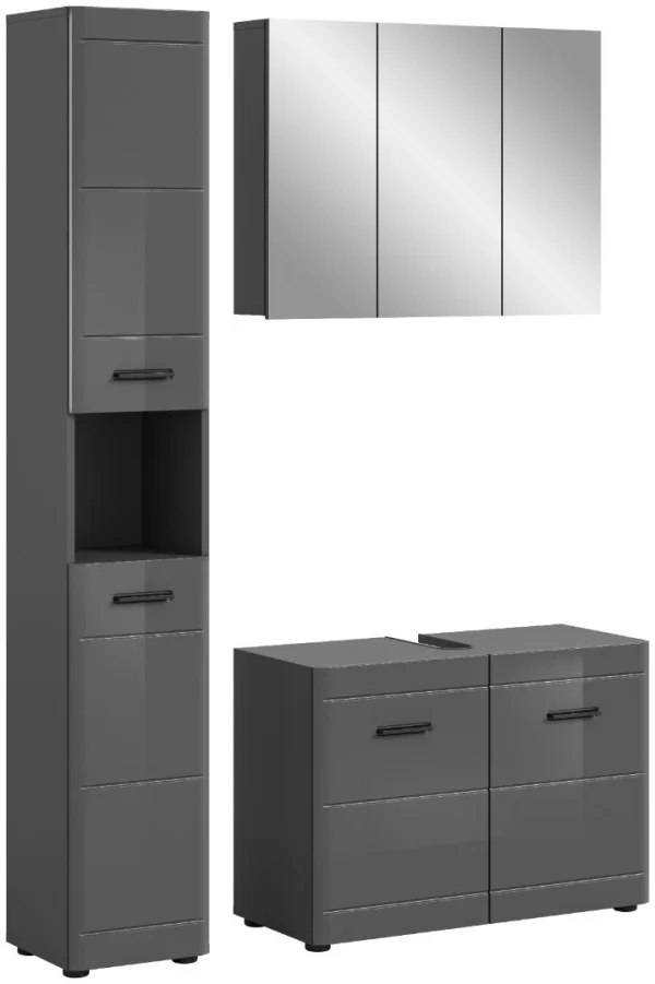 Soft Badmöbelset S5 Grau hochglanz, grau.