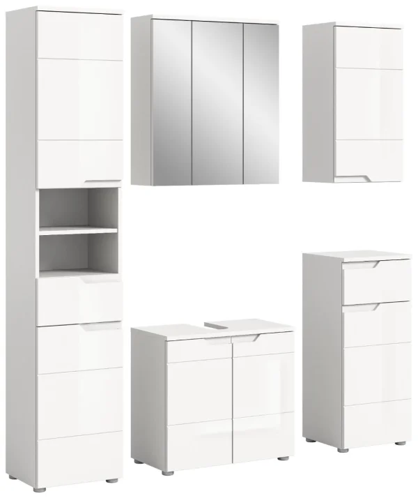 Solero Badmöbelset S3 Weiß hochglanz, weiß.