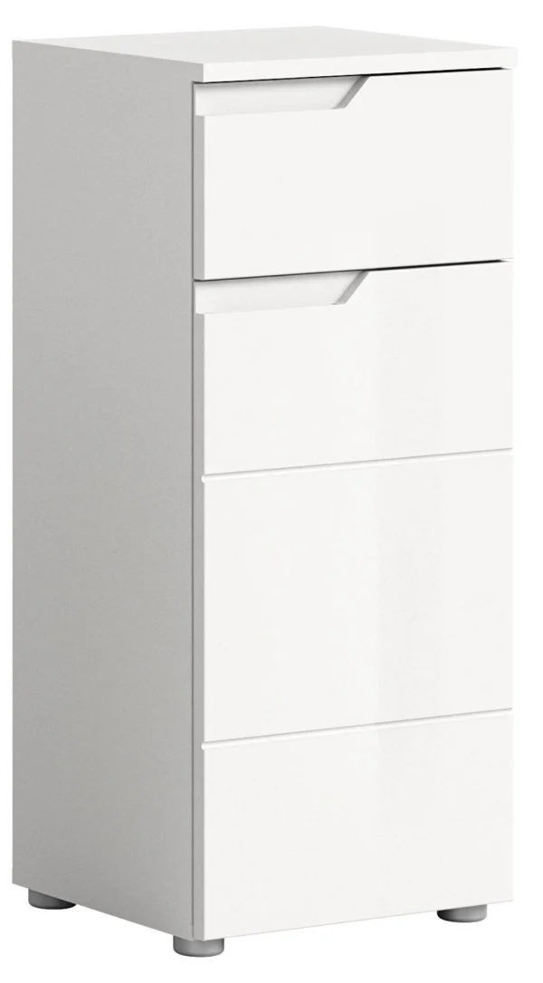 Solero Badschrank 1 Tür, 1 Schublade Weiß hochglanz, weiß.