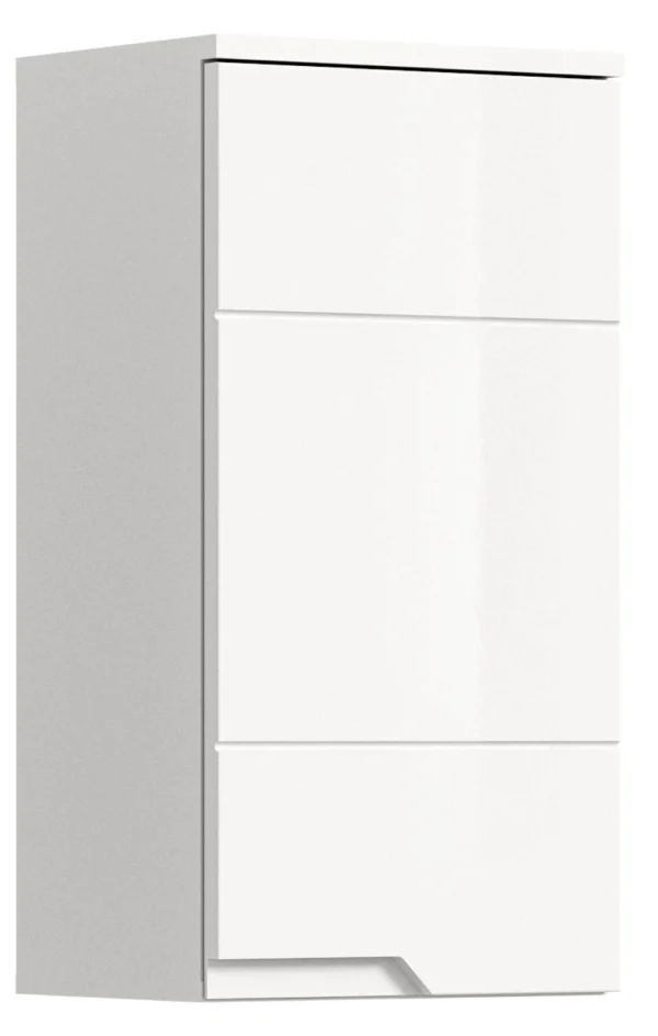 Solero Badschrank Wandhängend 1 Tür Weiß hochglanz, weiß.