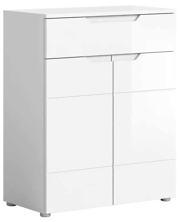 Solero Schuhschrank 2 Türen, 1 Schublade weiß hochglanz, weiß.