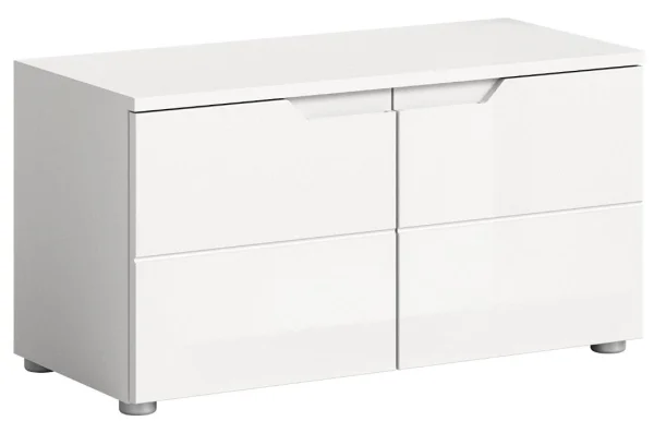 Solero Sitzbank mit Aufbewahrung 2 Türen hochglanzweiß, weiß.