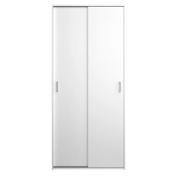Space Kleiderschrank 176x78x49cm, 2 Schiebetüren weiß.