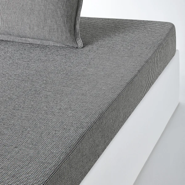 Spannbettlaken Linot Carreaux Aus Vorgewaschenem Leinen, Steg 35 Cm 140 x 200 cm
