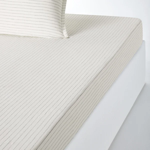Spannbettlaken Linot Rayé Aus Vorgewaschenem Leinen, Steg 35 Cm 160 x 200 cm