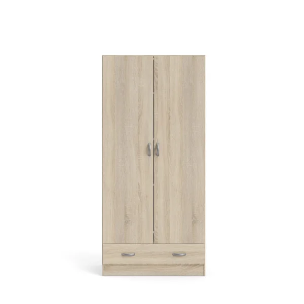 Spell Kleiderschrank 2 Türen und 1 Schublade Eichenstruktur Dekor.