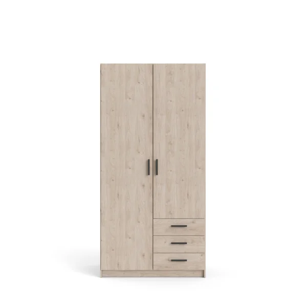 Spell Kleiderschrank 2 Türen und 3 Schubladen Hickory-Dekor.