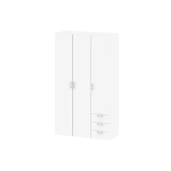 Spell Kleiderschrank 3 Türen, 3 Schubladen weiss.