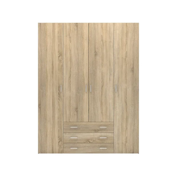 Spell Kleiderschrank 4 Türen und 3 Schubladen. Eiche Dekor.