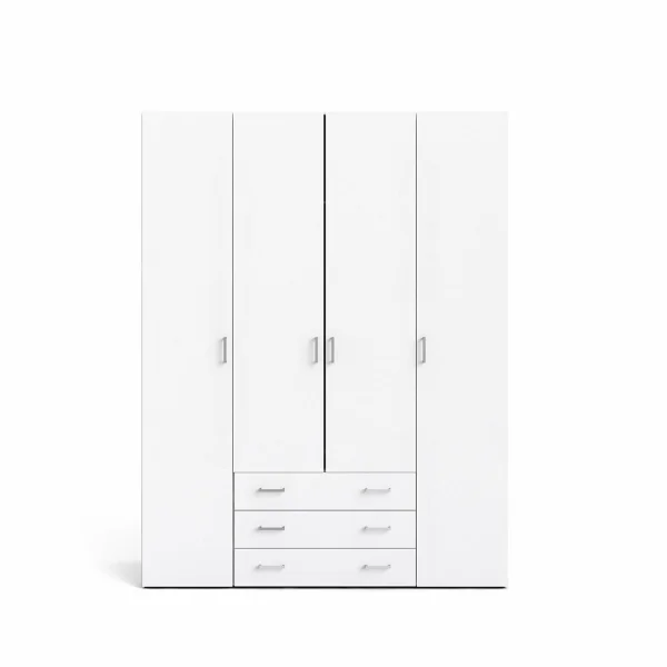 Spell Kleiderschrank 4 Türen und 3 Schubladen. Weiss.