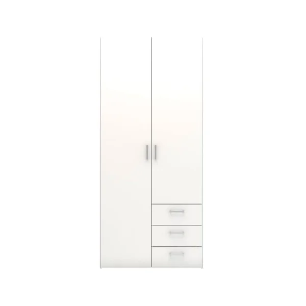 Spell Kleiderschrank B 2 Türen und 3 Schubladen. Weiss.