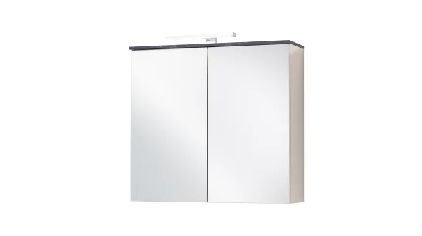 Spiegelschrank beige - Marmoroptik 70 cm - mit Beleuchtung - PROMESSA