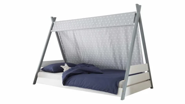 Spielbett 90 x 200 cm massives Kiefernholz grau - weiß - YLVA