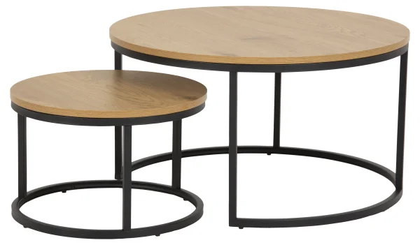 Spiro Couchtisch Ø50 cm, Set mit 2 stk., Eiche.