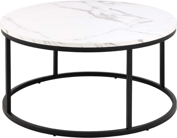 Spiro Couchtisch Ø80cm Marmor weiß.