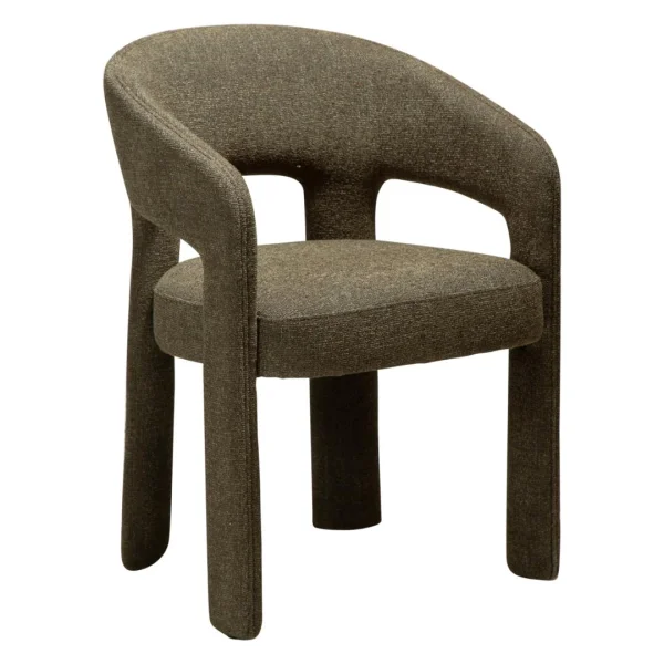 Splendor Dan-Form Esszimmerstuhl mit Armlehnen Bouclé dunkelgrün.
