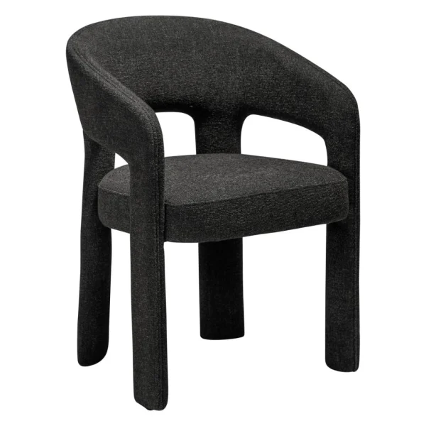 Splendor Dan-Form Esszimmerstuhl mit Armlehnen Bouclé schwarz.