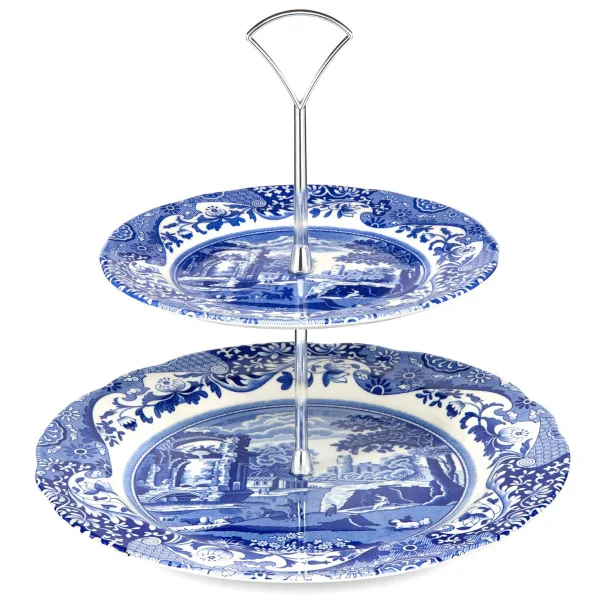 Spode Blue Italian Tortenständer 2 våningar