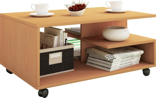 Stango Couchtisch 5 Regale Buche dekor.