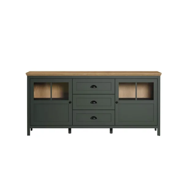 Stanton Sideboard grün, Eiche dekor.