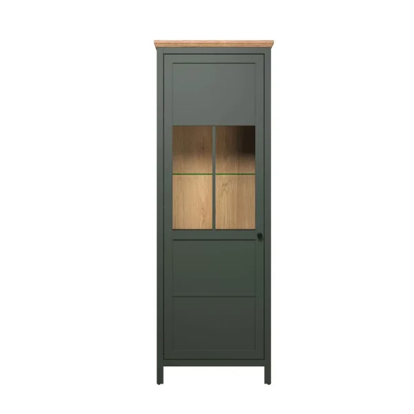 Stanton Vitrinenschrank grün, Eiche dekor.