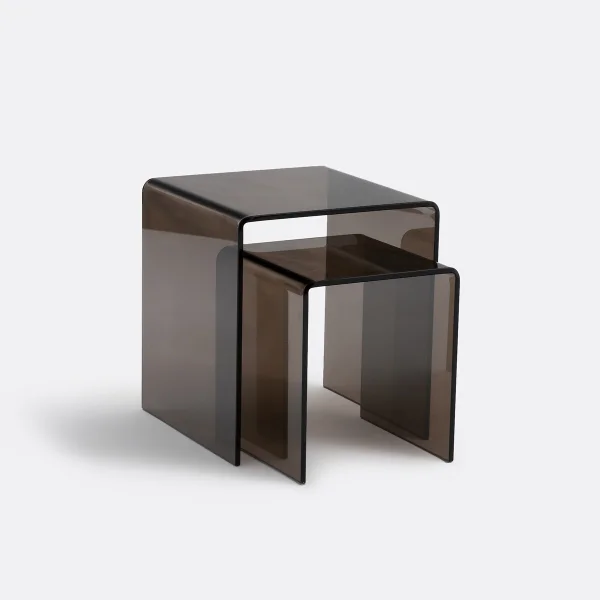 Stapelbare Sofa-beistelltische, Rauchfarbenes Gehärtetes Glas, Joan
