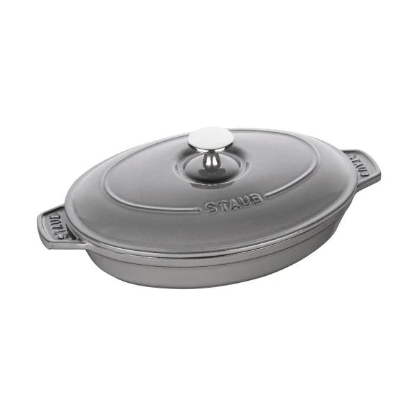 STAUB Staub Backform Gusseisen mit Deckel oval 23 cm Grafitgrau